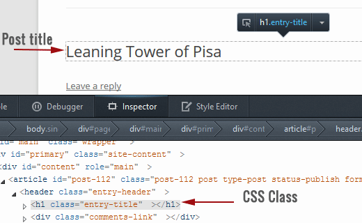 Finden der CSS-Klasse, die für ein Element verwendet wird