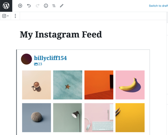 Instagram-Feed im WordPress-Editor