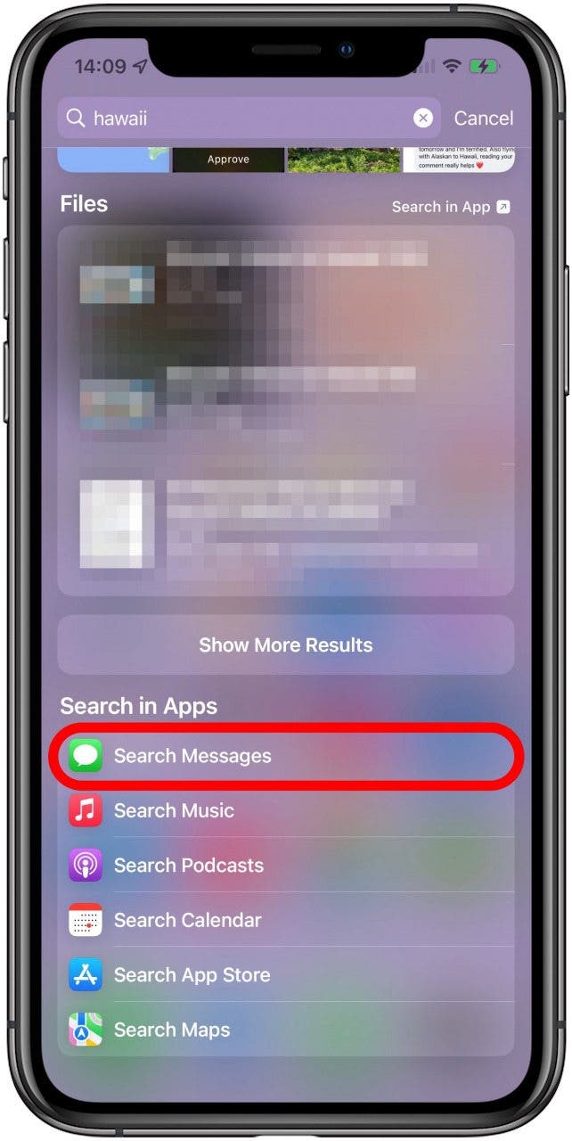Suche im Bereich „Apps“ – Nachrichtenverlauf iphone