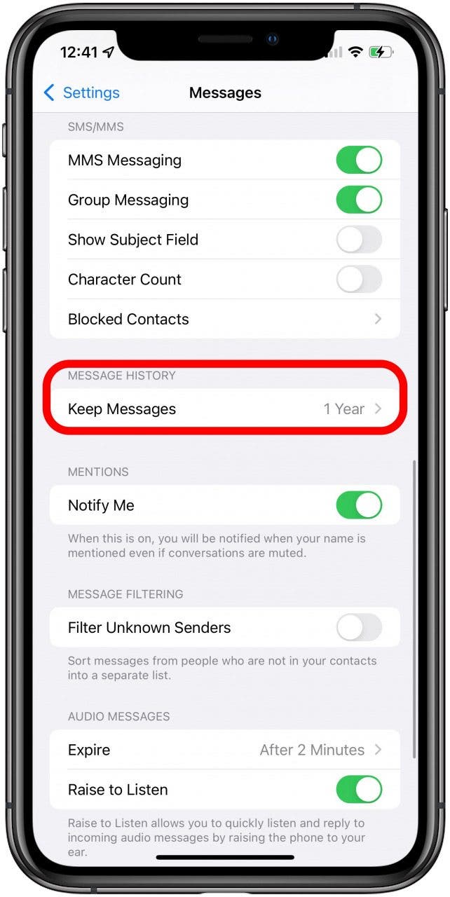 Tippen Sie auf Nachrichten behalten – Textverlauf iphone