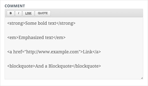 WordPress-Kommentarformular mit einfachen Quicktag-Schaltflächen