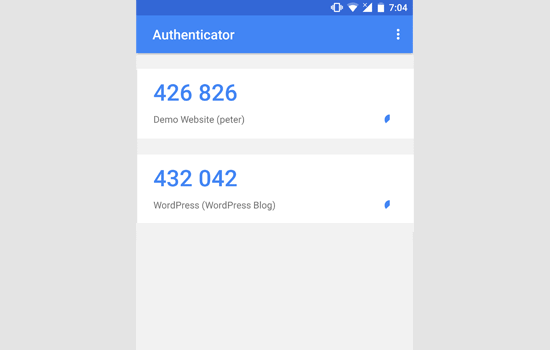 Zeitbasierte Codes des Google-Authentifikators