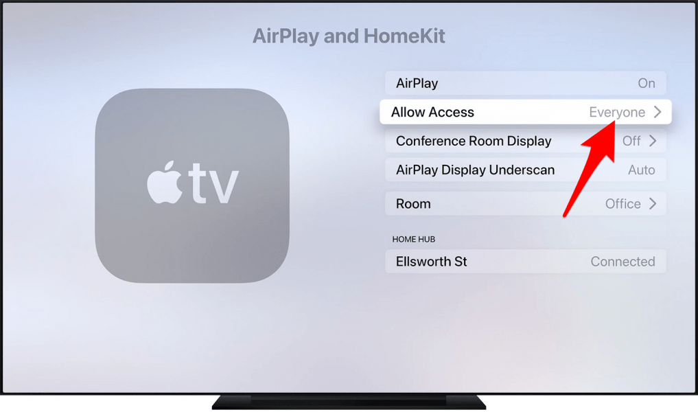 Foto vom Apple Support – Apple TV AirPlay-Einstellungen