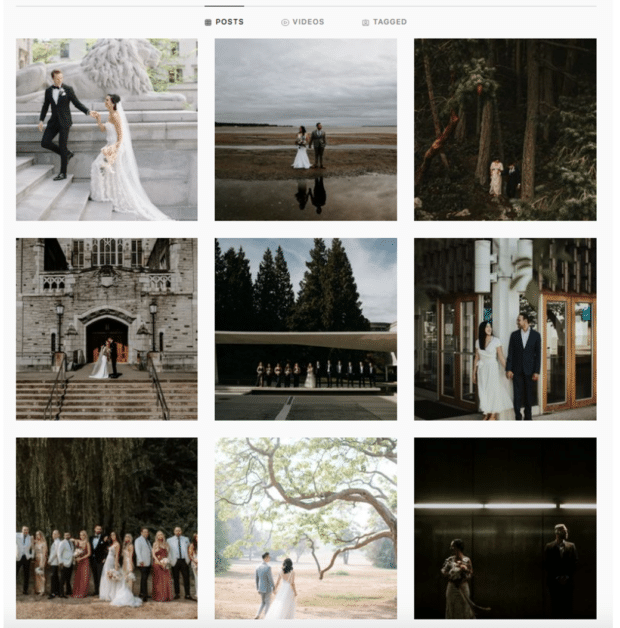 Hochzeitsfotos auf Instagram-Profil