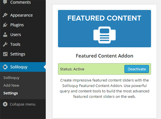 Installieren und Aktivieren des Add-ons für vorgestellte Inhalte