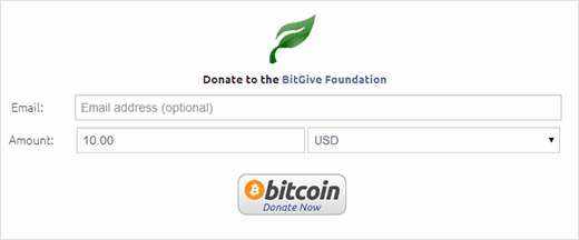 Eine Demo des Bitcoin-Spenden-Buttons