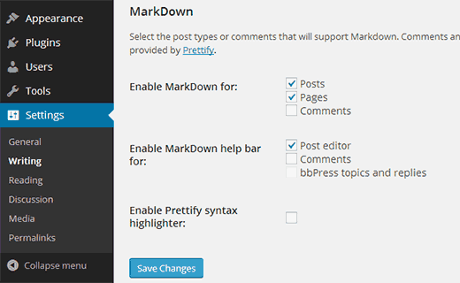 Markdown für WordPress-Posts, -Seiten und -Kommentare aktivieren