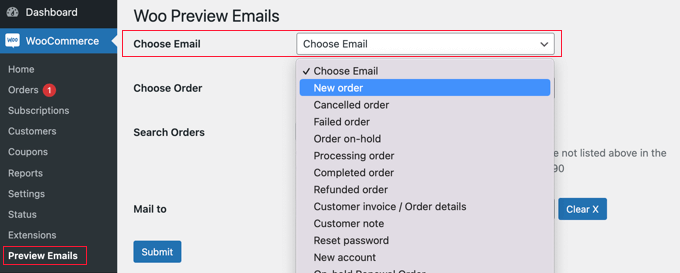 Wählen Sie die E-Mail aus, die Sie in der Vorschau anzeigen möchten