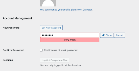 Starkes Passwort kann maskiert werden
