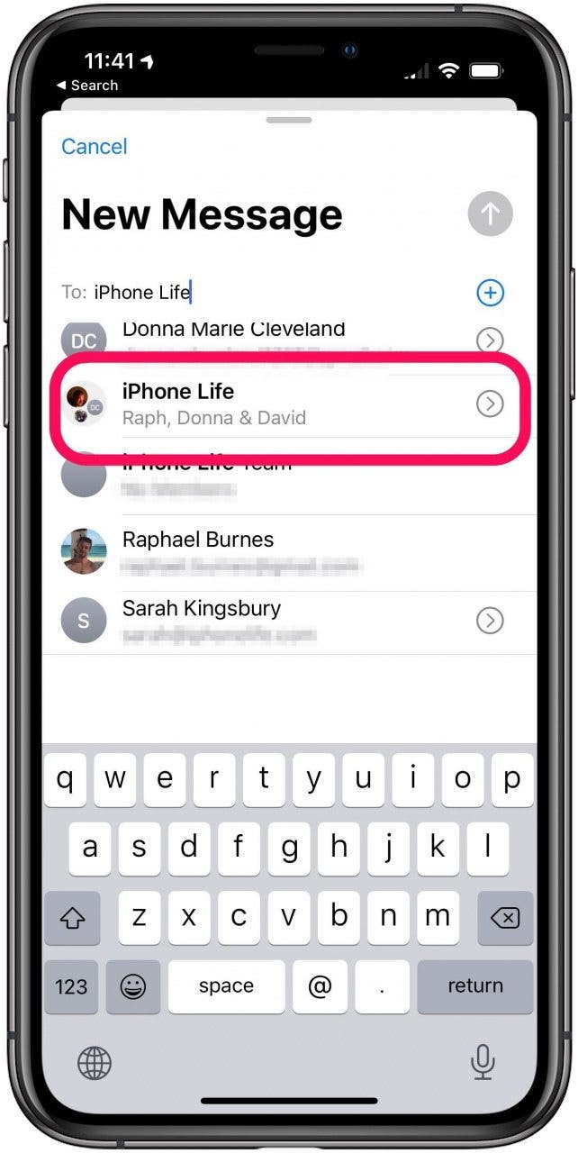 Wählen Sie die iPhone-Kontaktgruppe