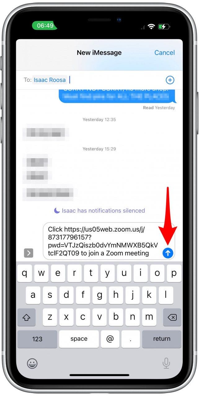 Dadurch wird die Nachrichten-App geöffnet – Zoom-Meeting-Freigabebildschirm