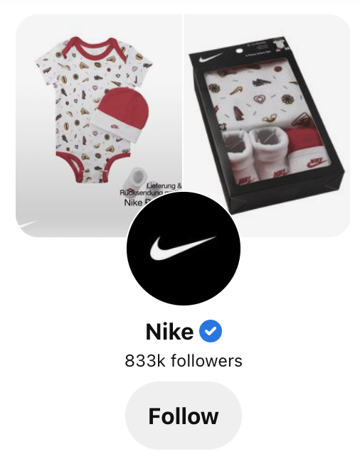 Nike verifiziertes Pinterest-Konto