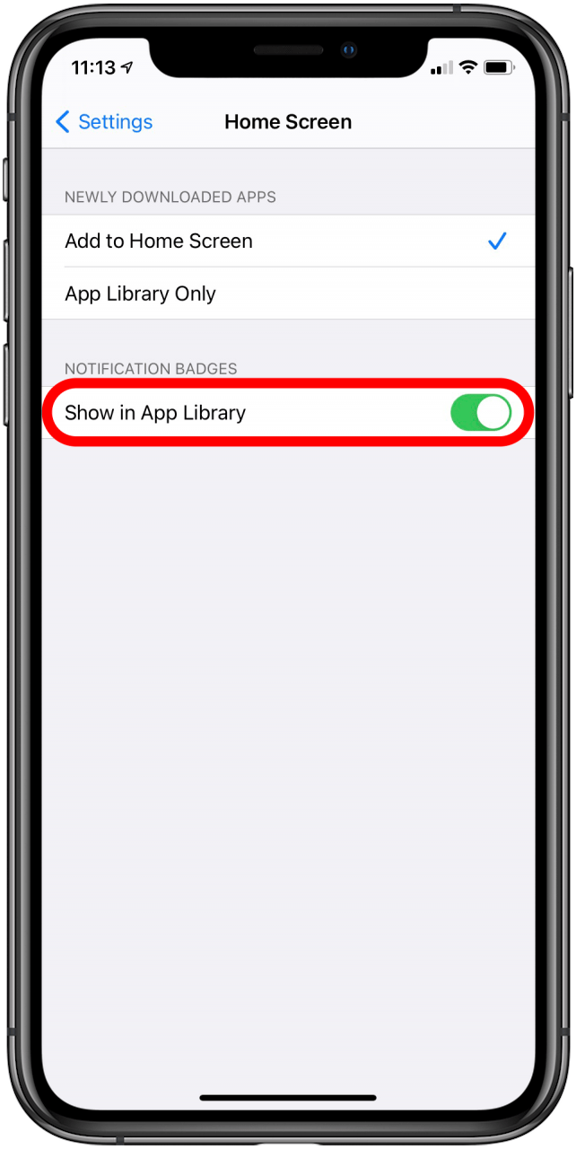 Schalten Sie In App-Bibliothek anzeigen aus