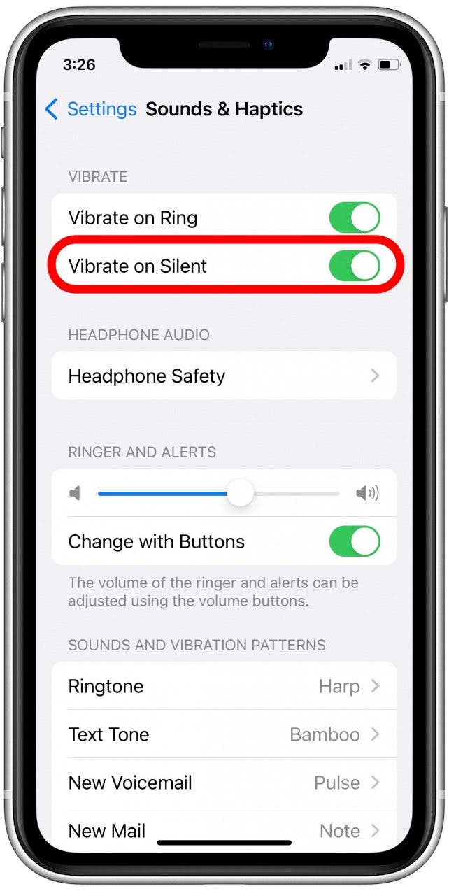 Sie können auch auf Lautlos vibrieren tippen, damit Ihr Telefon vibriert, wenn der Lautlos-Modus aktiviert ist. 