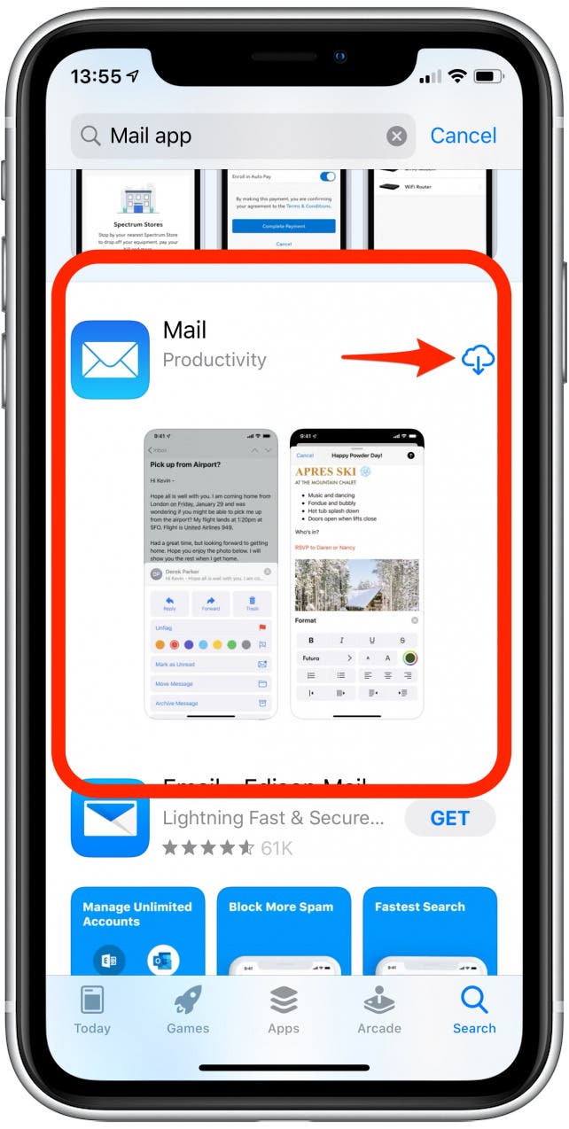 Holen Sie sich die Mail-App zurück, um E-Mails auf Ihrem iPhone wiederherzustellen