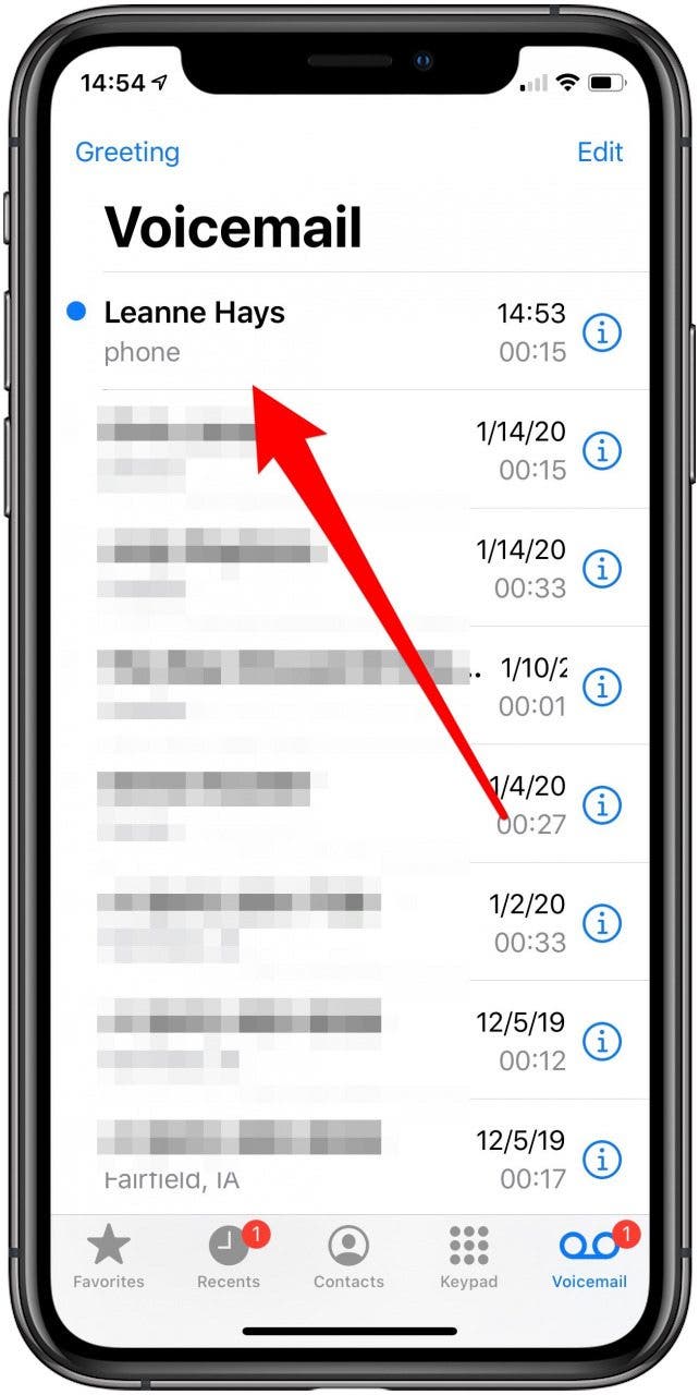 Tippen Sie auf dem iPhone auf Voicemail