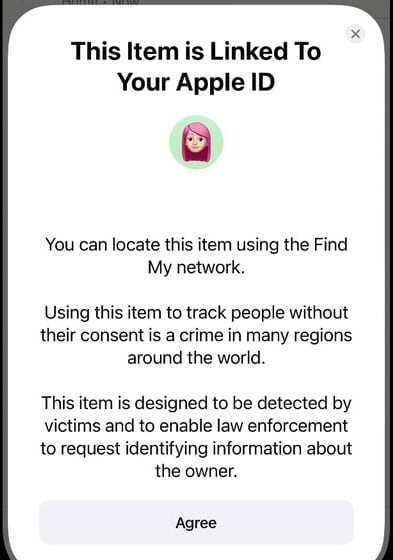 Apple ID AirTag-Warnung