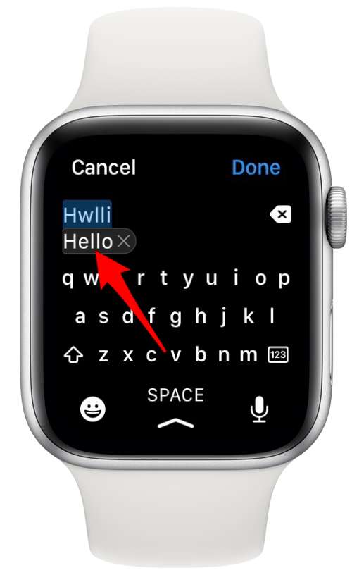 Tippen Sie darauf, um die Rechtschreibung zu korrigieren - kostenlose Tastatur für die Apple Watch