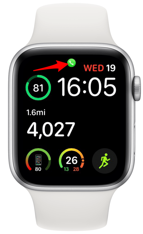 Tippen Sie auf das grüne Anrufsymbol auf Ihrer Apple Watch.