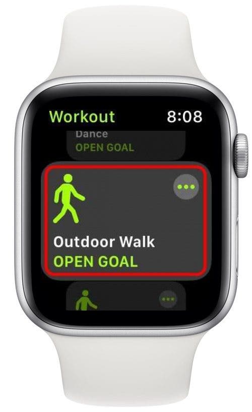 Wählen Sie Gehen im Freien oder Laufen im Freien und führen Sie die Übung dann mindestens 20 Minuten lang durch