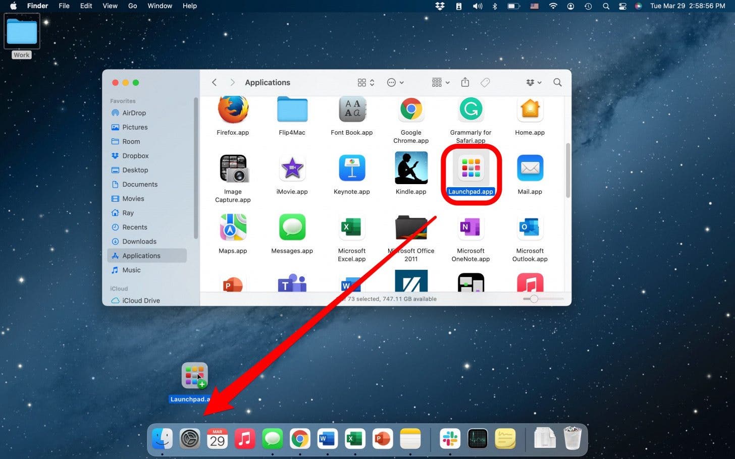 Launchpad hinzufügen, um auf dem Mac anzudocken