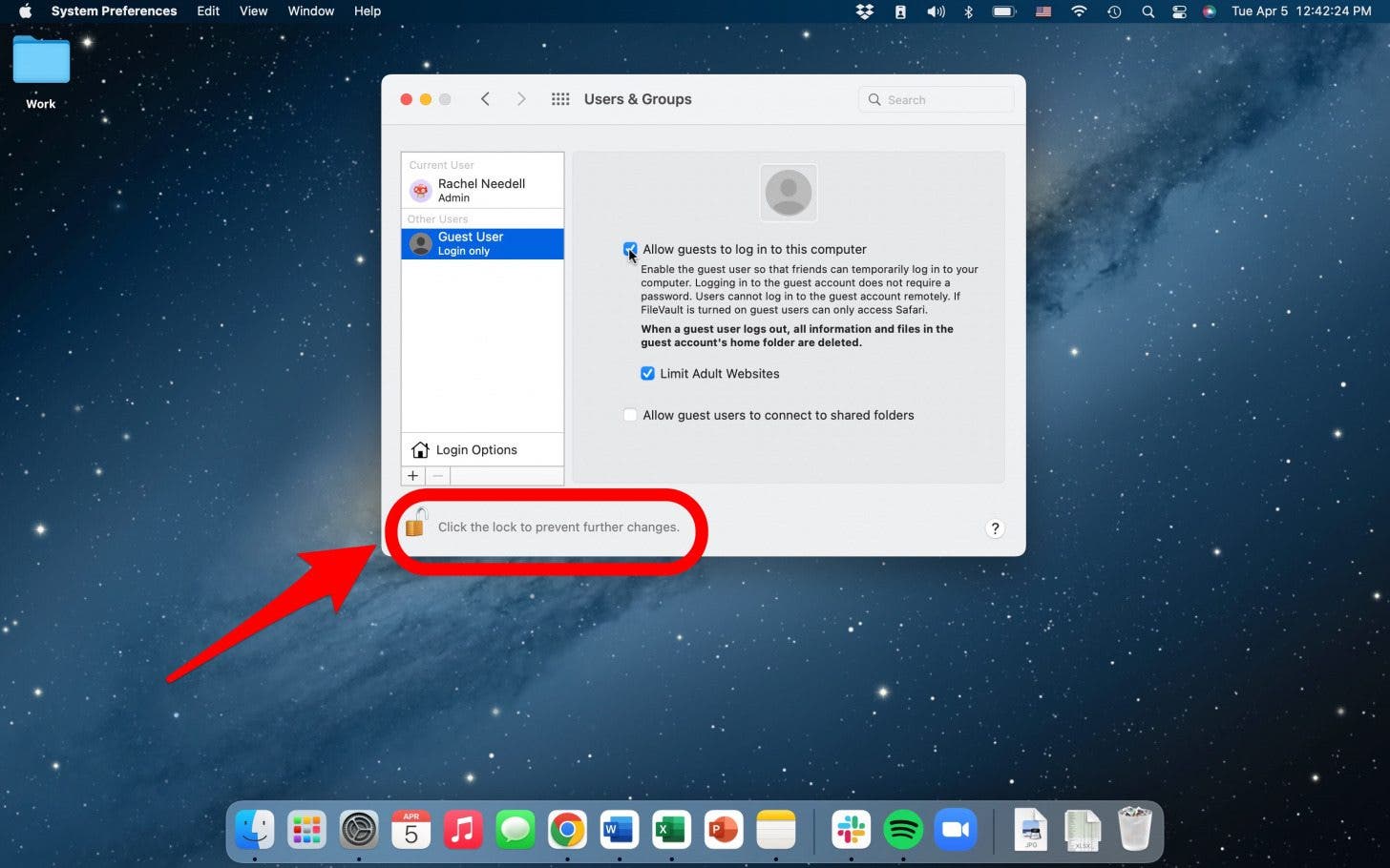 Änderungen am Gastbenutzer auf dem Mac speichern