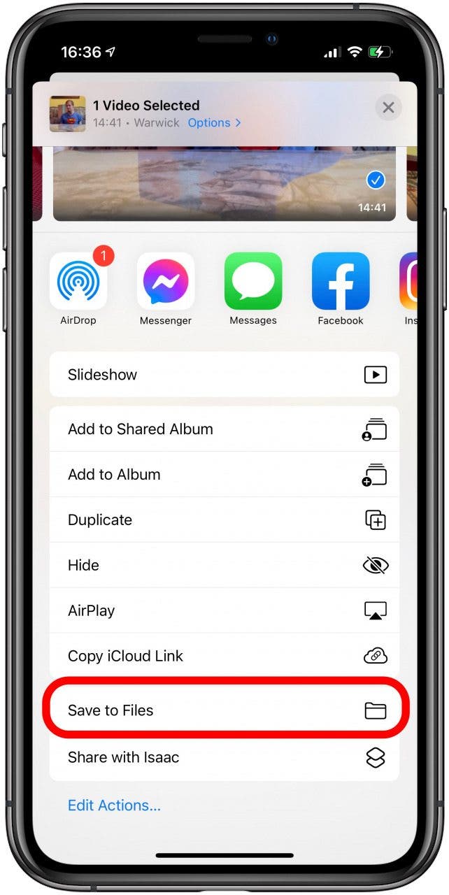 Wählen Sie auf Ihrem iPhone-Share-Sheet In Dateien speichern aus