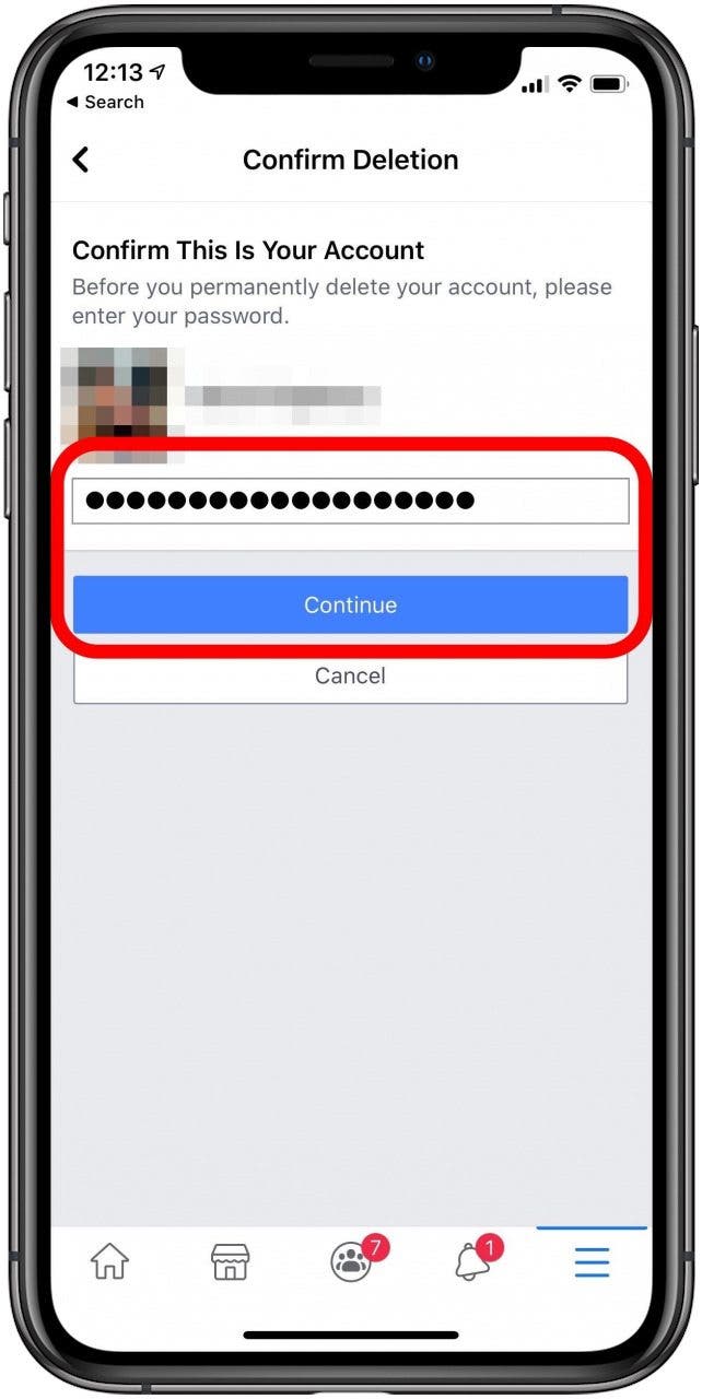 facebook löschen passwort eingeben