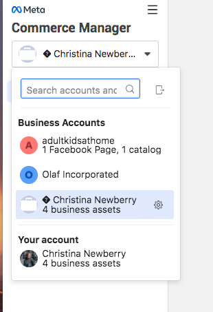 Navigieren im Facebook Commerce Manager