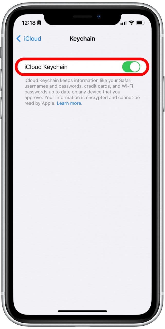 Schalten Sie den iPhone-Schlüsselbund für den iPhone-Passwortmanager ein