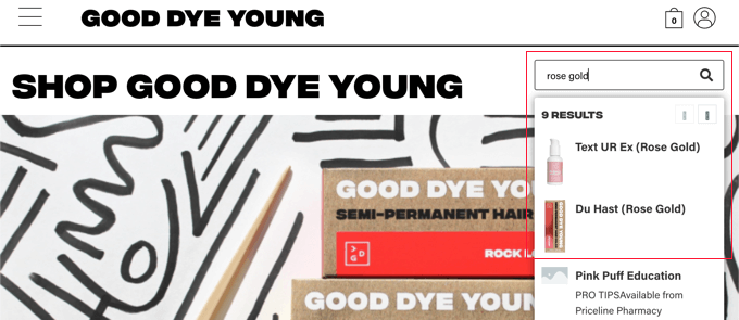 Seite mit Suchergebnissen für junge Produkte von Good Dye
