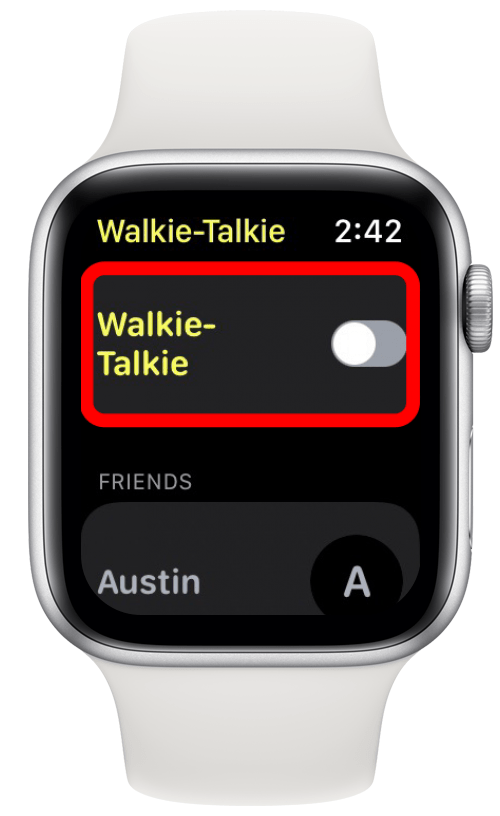 Tippen Sie nach dem Hinzufügen Ihres Freundes auf den Schalter, um Walkie-Talkie ein- oder auszuschalten.