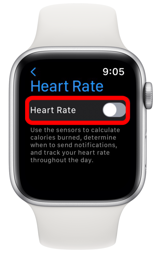 Tippen Sie auf den Umschalter, um die Herzfrequenzüberwachung ein- oder auszuschalten.