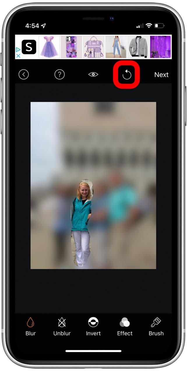 Verwenden Sie den Fotoeffekt-Hintergrund der App