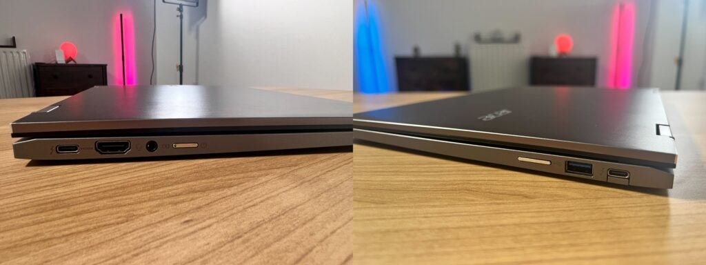 Side-by-Side-Aufnahmen der Ports auf dem Acer Chromebook Spin 714