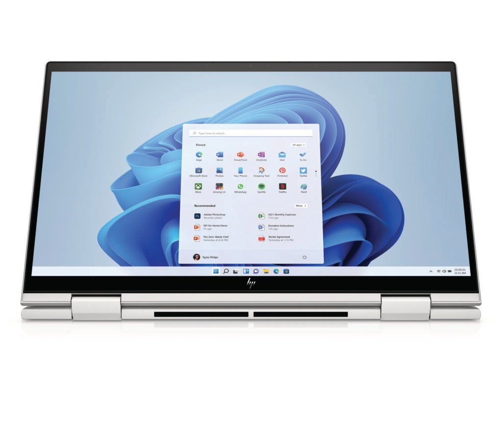 Der HP Envy x360 15.6 Laptop im Zeltmodus 