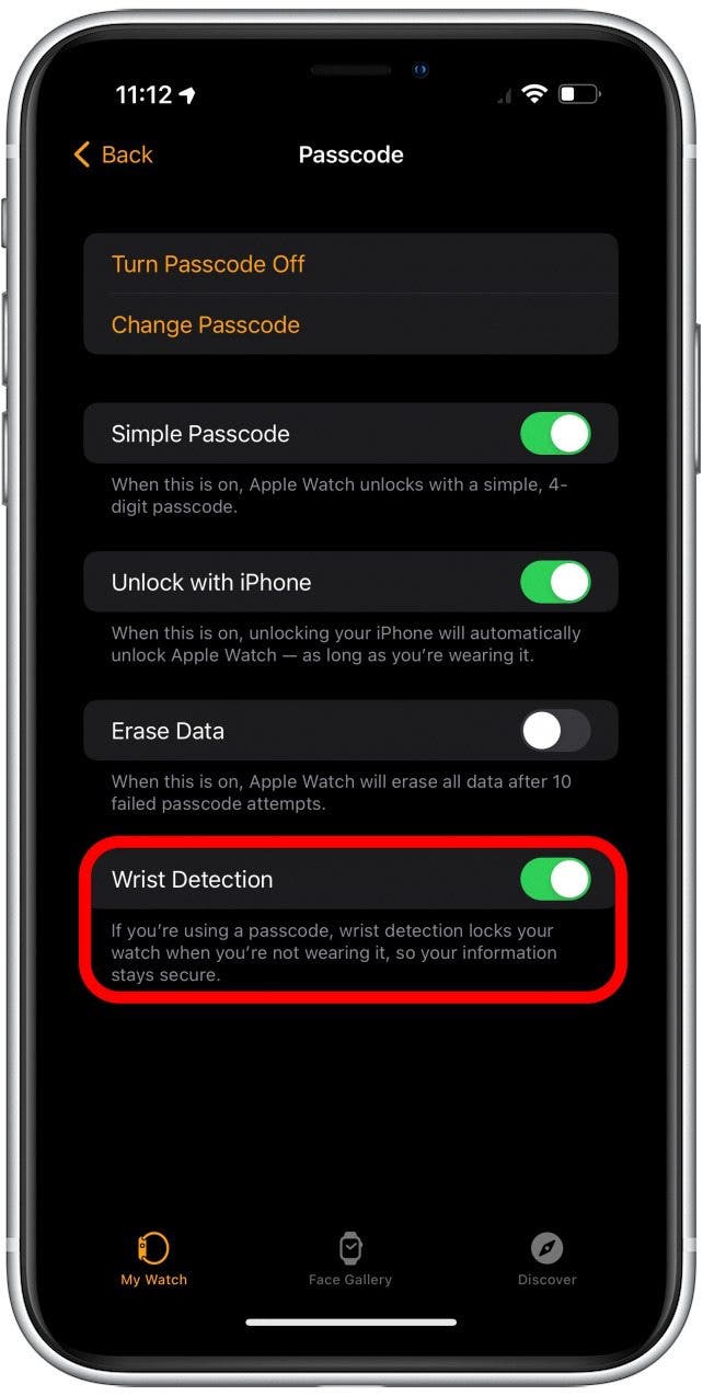 Überprüfen Sie, ob die Handgelenkserkennung auf Ihrer Apple Watch aktiviert ist