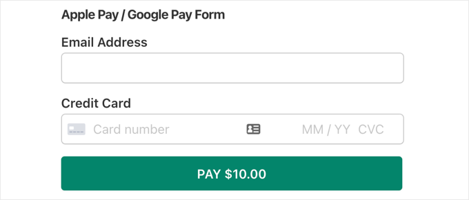 Vorschau des Zahlungsformulars für WP Simple Pay
