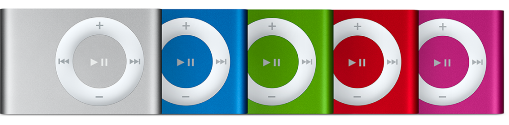 iPod Shuffle 2. Generation in verschiedenen neuen Farbkombinationen