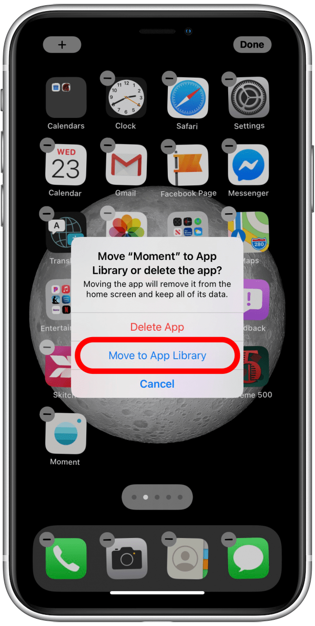 Tippen Sie auf In App-Bibliothek verschieben