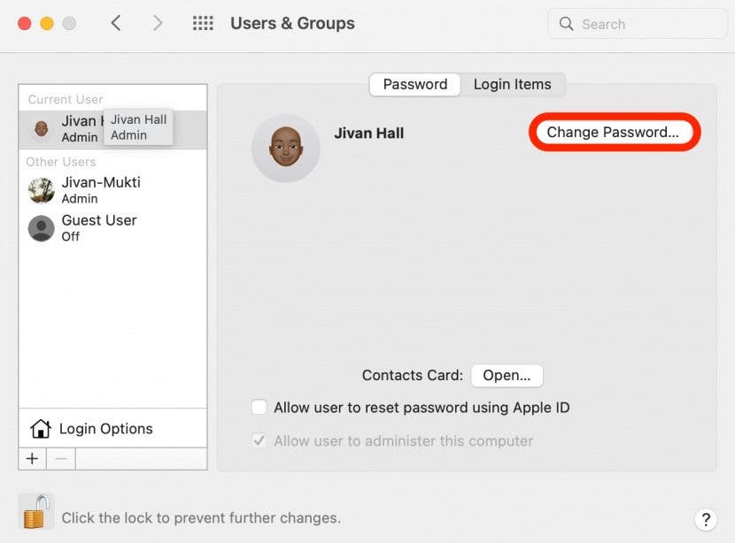 Mac-Passwort ändern Schritt 7 – Passwort ändern