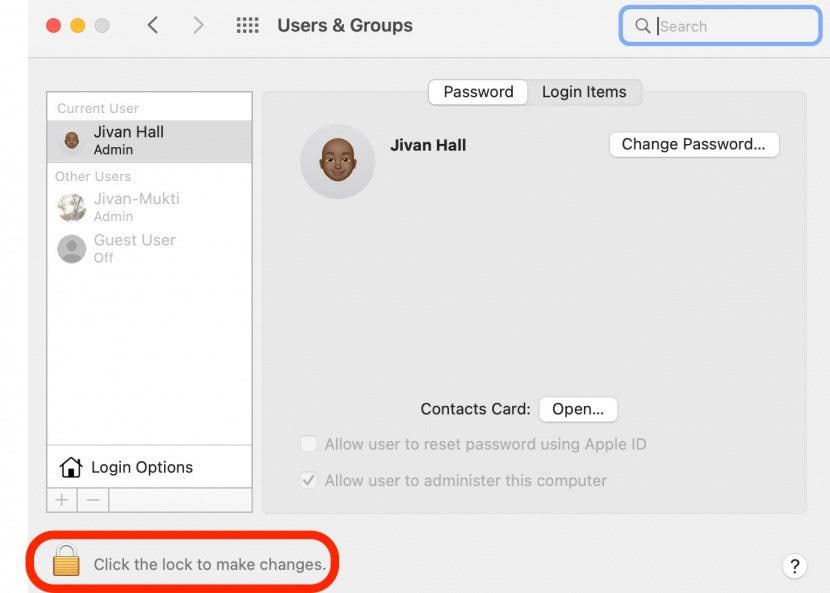 Mac-Passwort ändern Schritt 4 - Klicken Sie auf Sperren