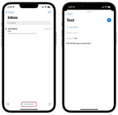 iOS 16 Mail App Senden rückgängig machen
