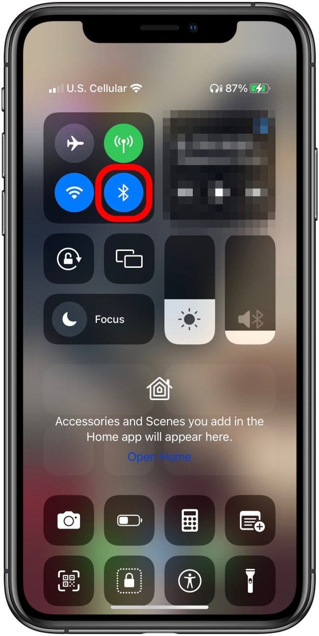 Bluetooth-Symbol im iPhone-Kontrollzentrum