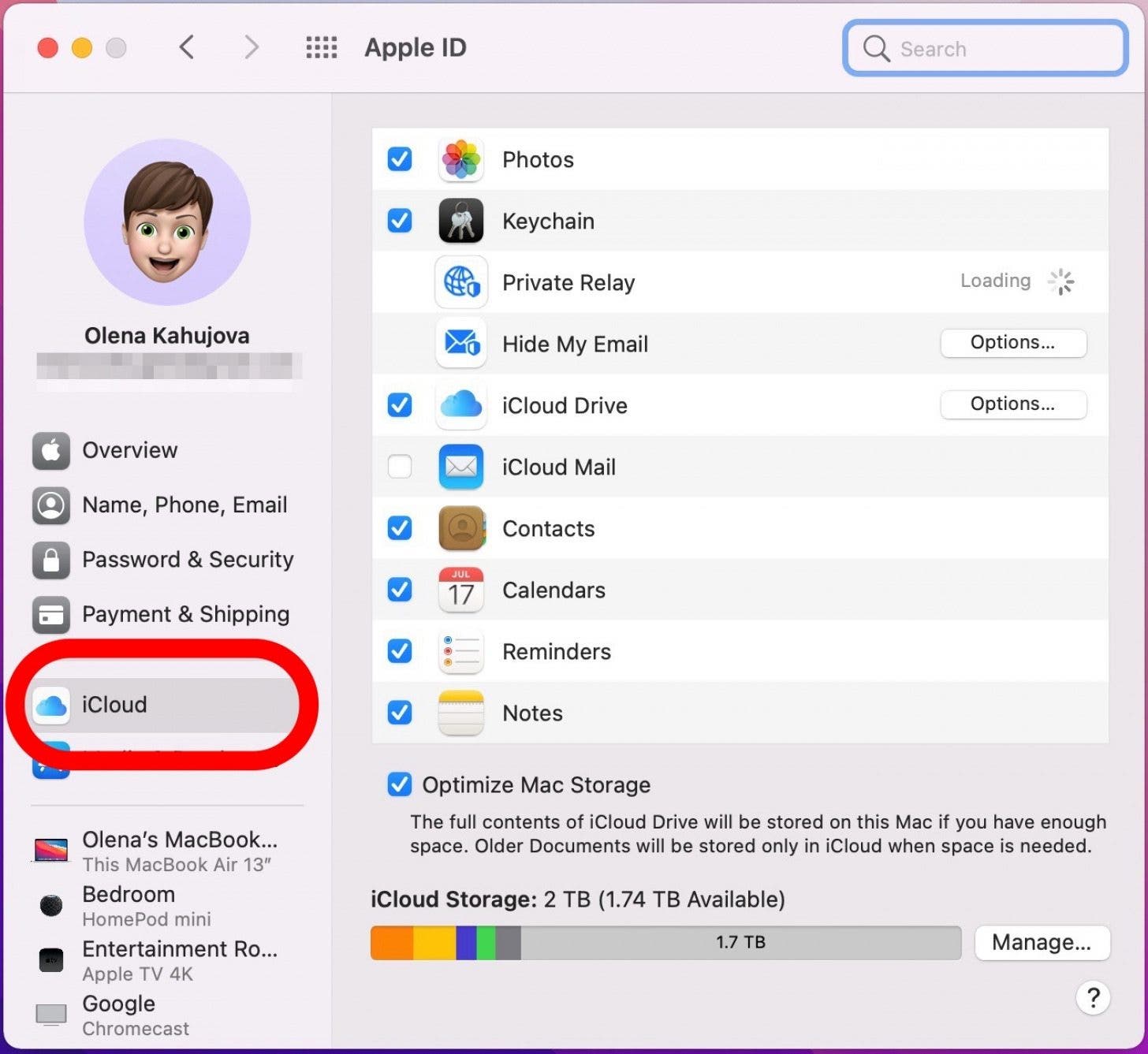 Wählen Sie iCloud im Menü – So sichern Sie mein MacBook