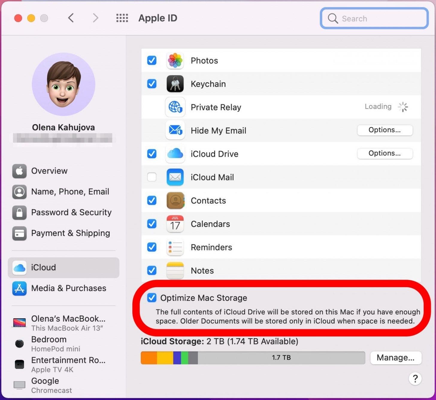 Wählen Sie Mac-Speicher optimieren – wie Backup auf iCloud