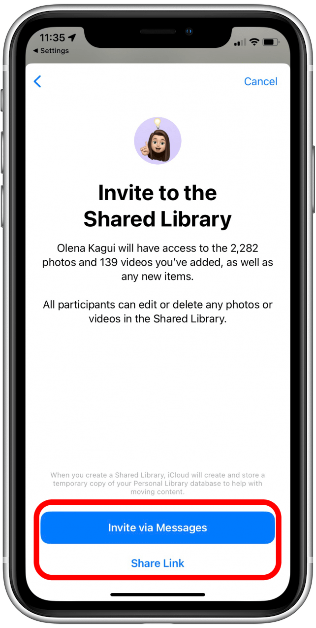 Laden Sie Kontakte zur freigegebenen Fotobibliothek ein