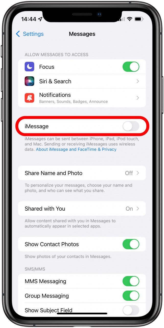Schalten Sie iMessage aus - Facetime-Aktivierung auf dem iPhone fehlgeschlagen