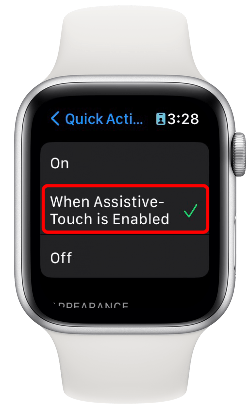 Wählen Sie je nach Ihren Vorlieben entweder Ein oder Wenn Assistive-Touch aktiviert ist.