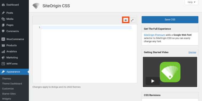Die Einstellungen des SiteOrigin CSS-Plugins